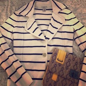 Cache fitted cardigan jacket. Nautical-inspired