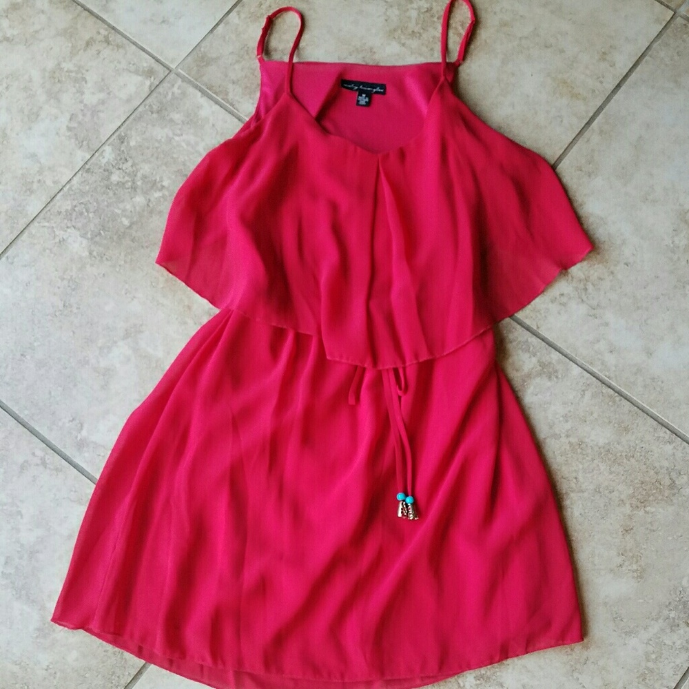 Red chiffon dress