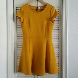 H&M Goldenrod Skater Dress with Short Cap Sleeves