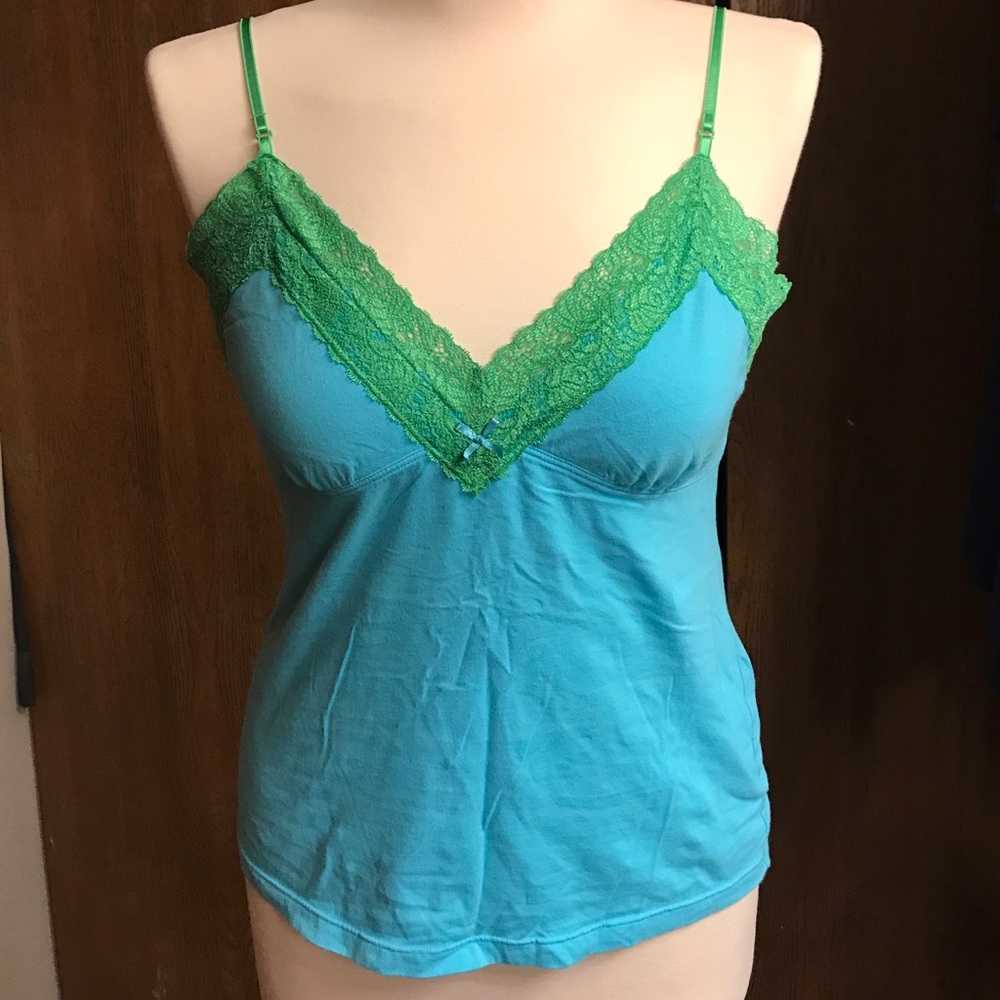 PINK Victoria's Secret Aqua and Green Lace Tank