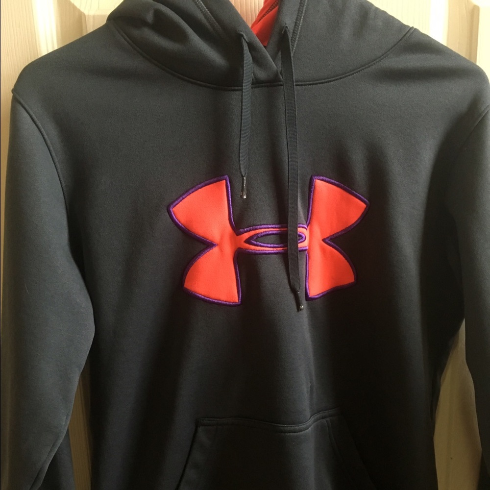 grey pink under armor hoodie