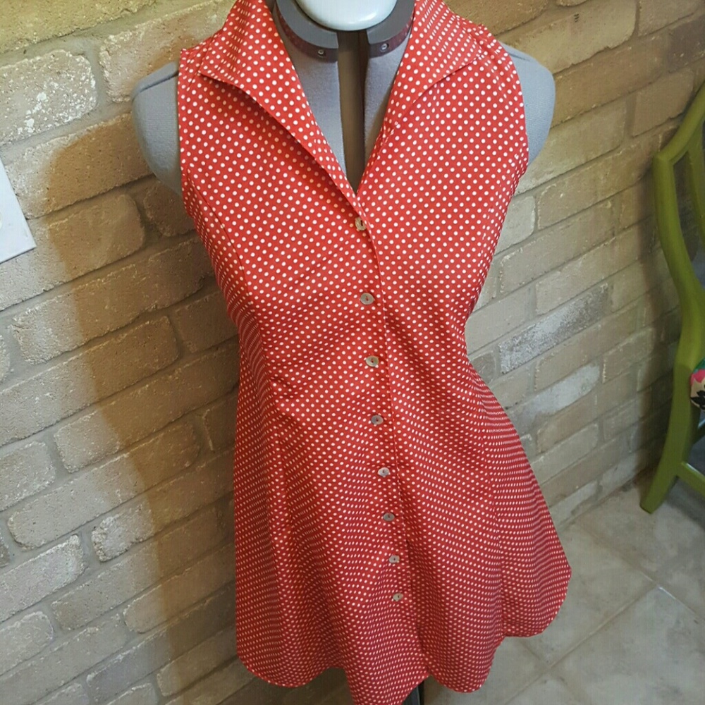 Red and White polka dot dress