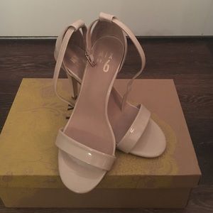 Nude heels with ankle strap