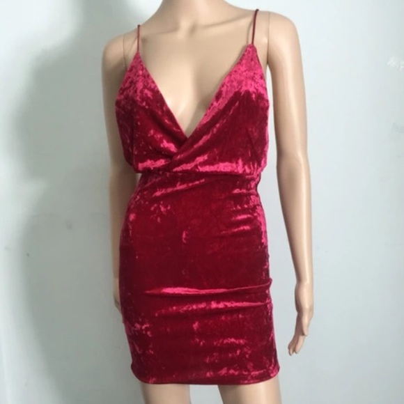 NEW! Red Velvet Mini Dress - Picture 4 of 7
