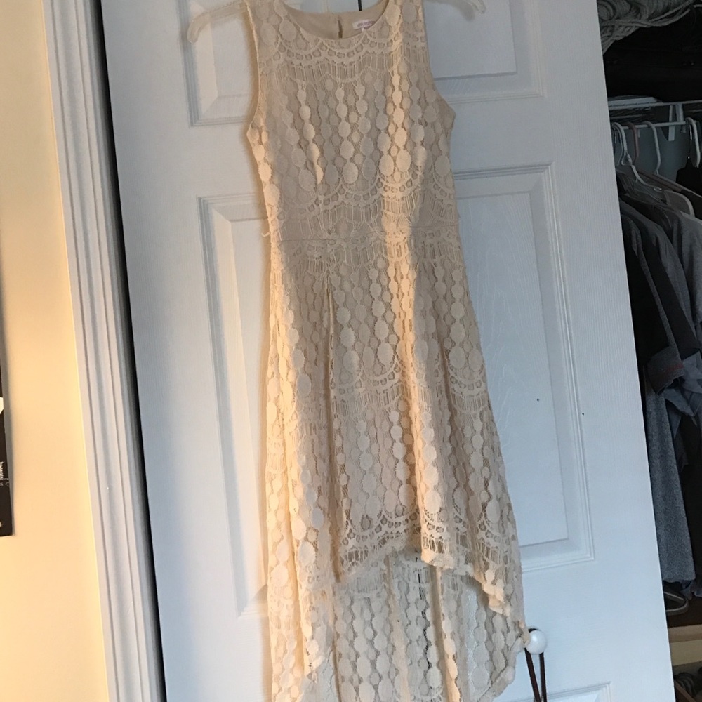 Creme lace high low dress
