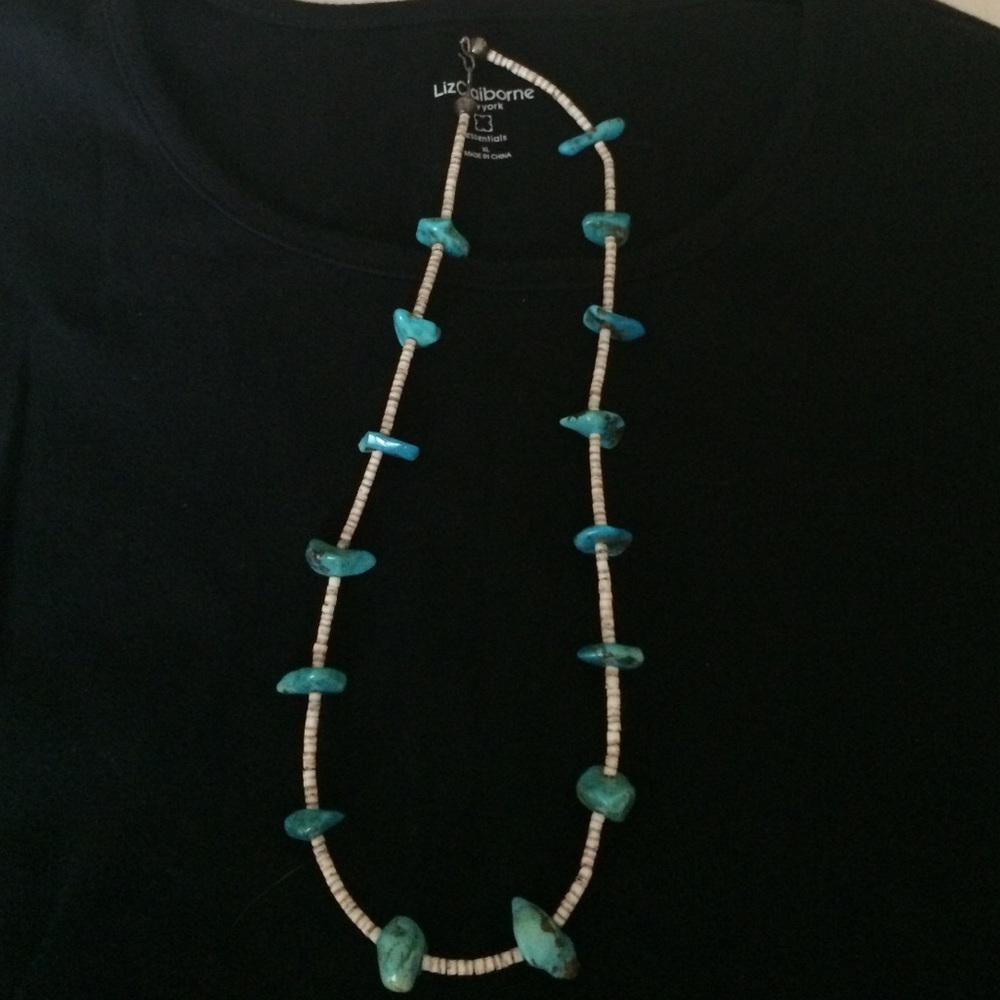 Vintage genuine turquoise and heishi necklace.
