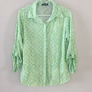 Green button down top