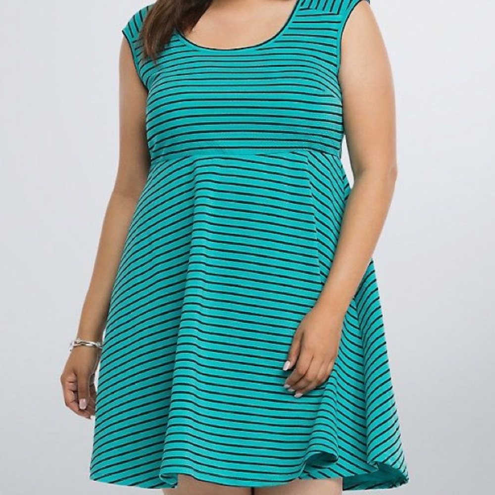 Torrid Teal Striped Cross Back Dress