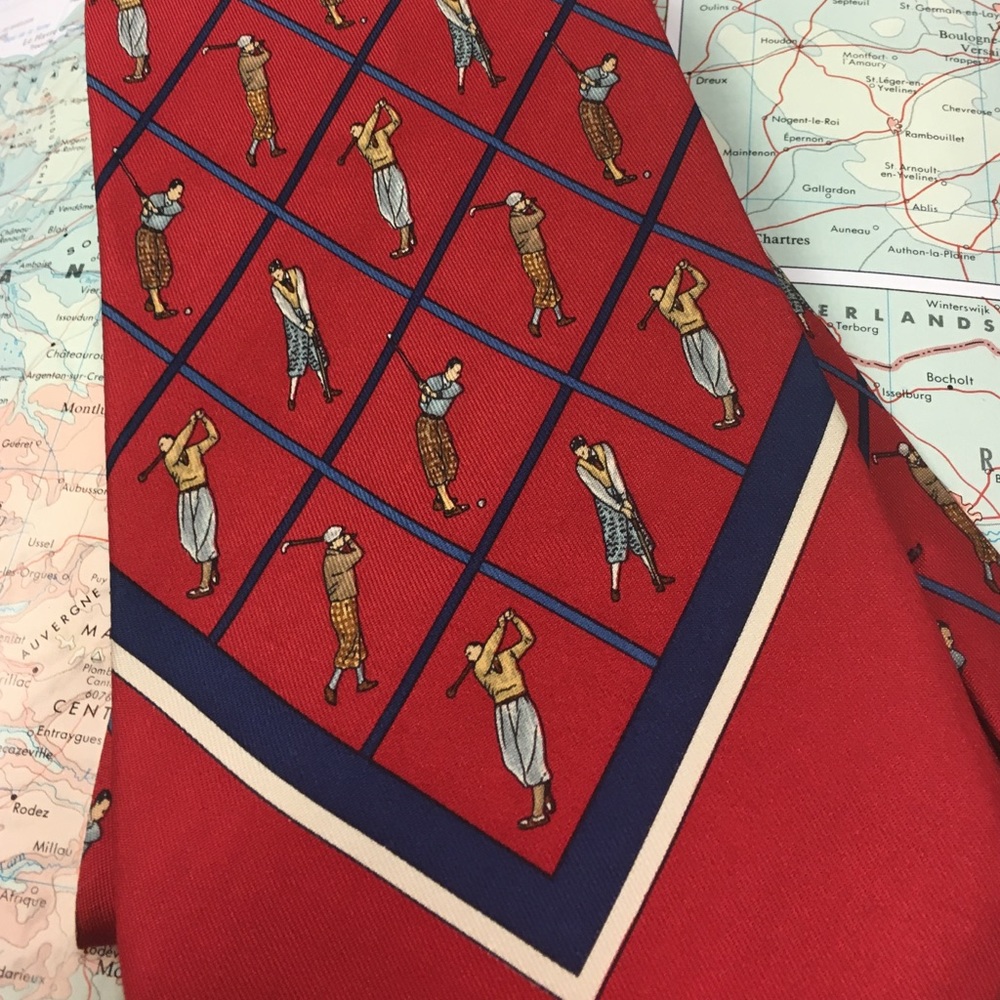 Polo By Ralph Lauren Red Handmade Tie Silk Golfers