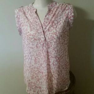 Pink white floral sheer tank