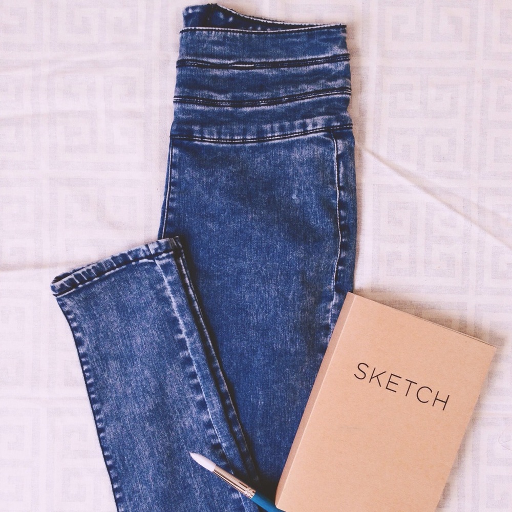 High Waisted Acid Wash Skinny Jeans