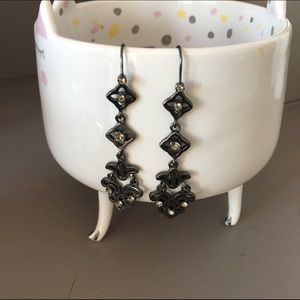 Black and Crystal Chandelier Earrings