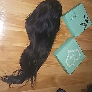 Lace front $235 human hair wig dark brown 18"