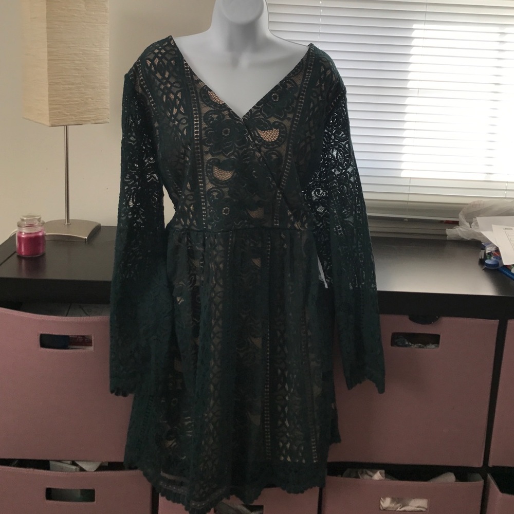Lace V neck Dress