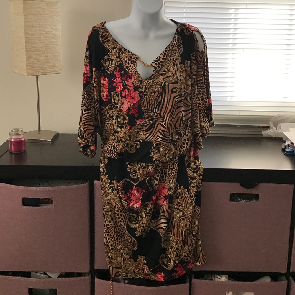Animal and Floral Print Dress