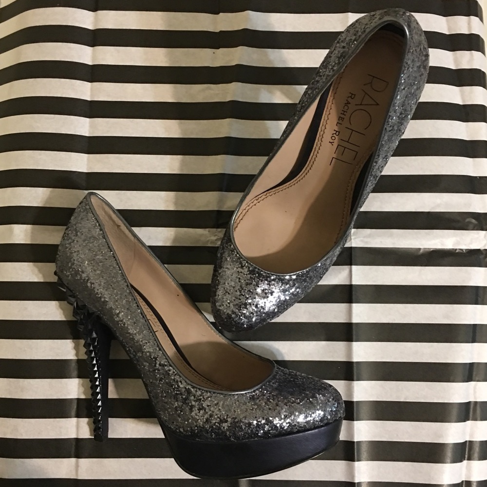 Dark Pewter Platform high heel--Sparkle