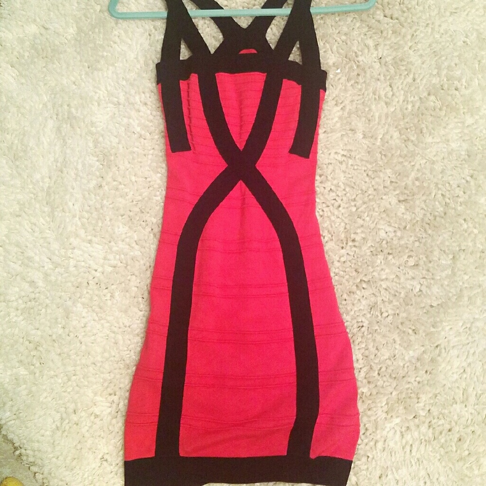 Fuscia and Navy Bodycon Dress