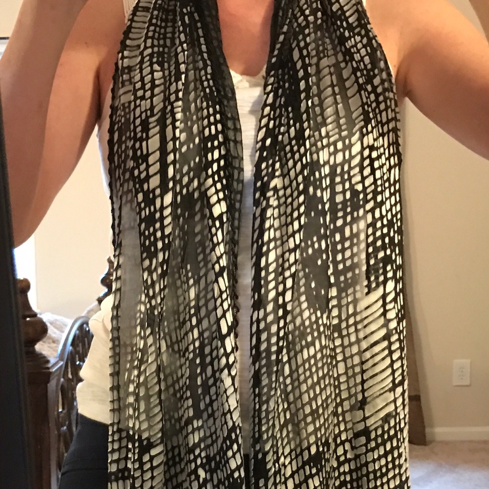 Silver and Black Animal Print Scarf