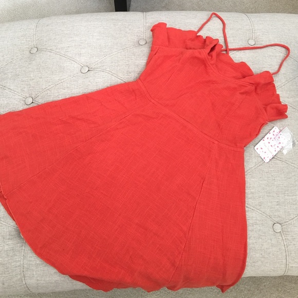 ✅ Free People Lace Up Dress Coral - Picture 2 of 4