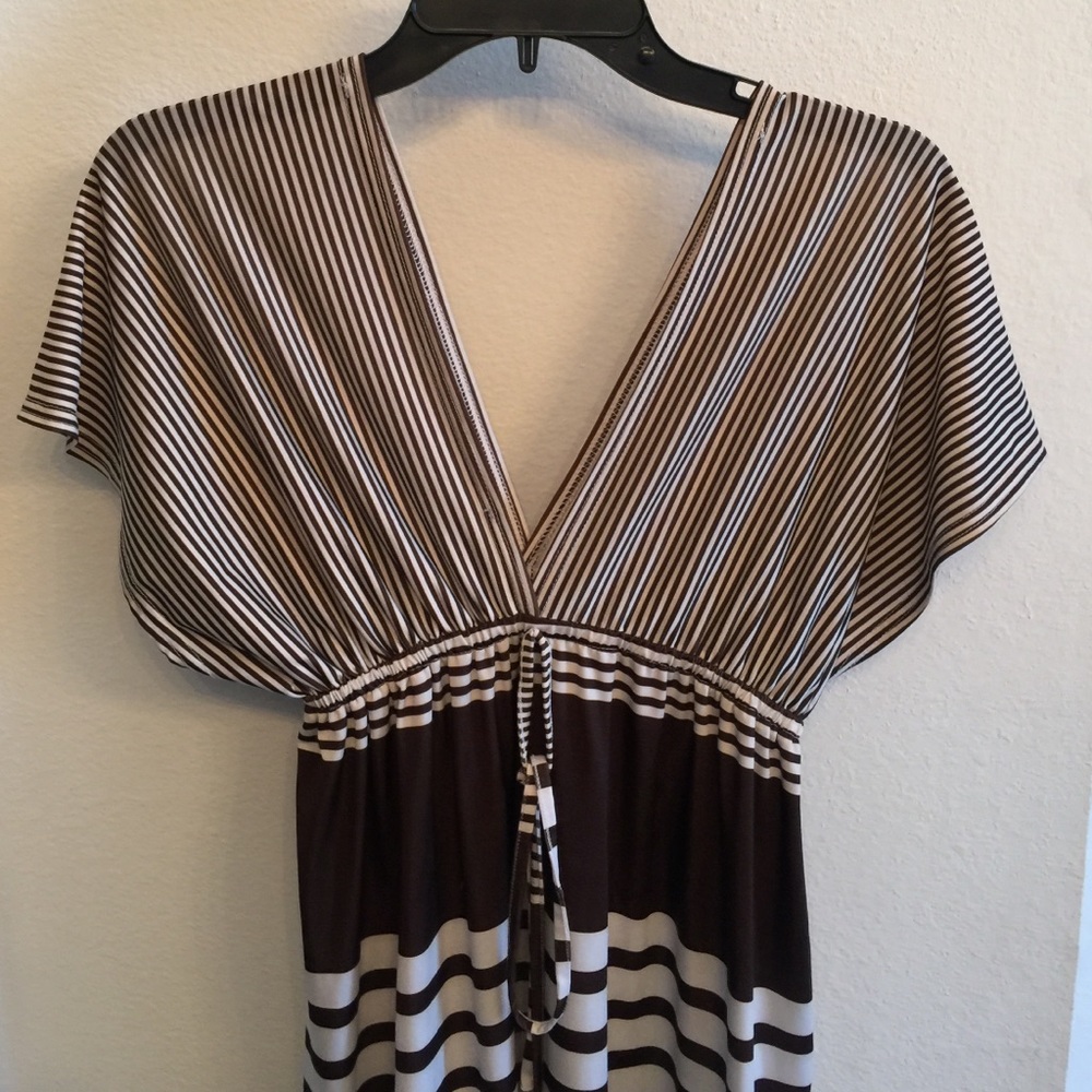 Brown and Nude Striped Dress