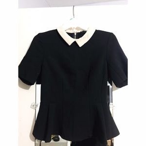 Black Top with Cream Peter Pan Collar