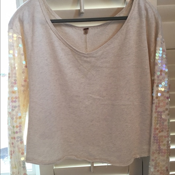 Free People sequin sleeve top - Picture 1 of 4