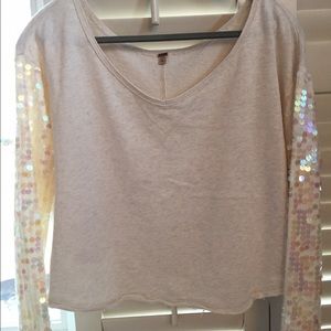 Free People sequin sleeve top