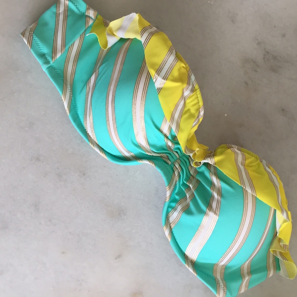 Blue and Yellow Victoria's Secret Bandeau Bikini