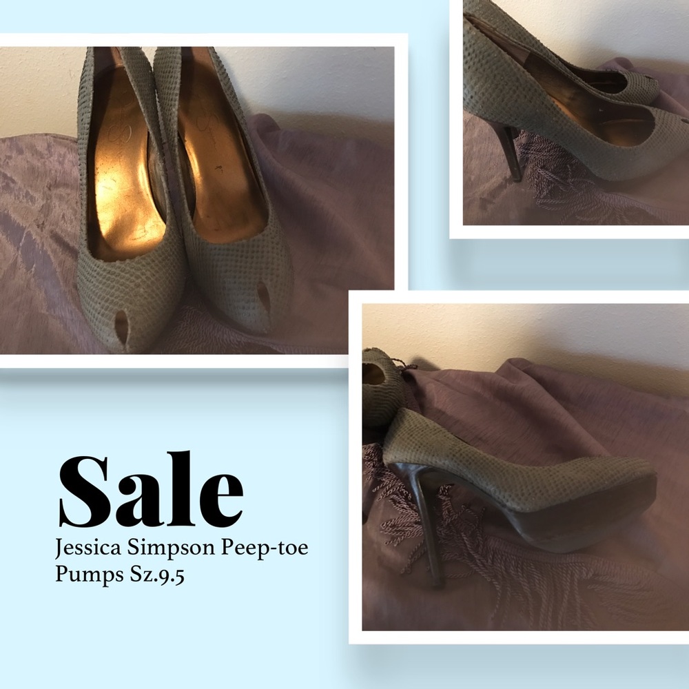 Reduced!Jessica Simpson Sz.9.5 Gray peep-toe Pumps