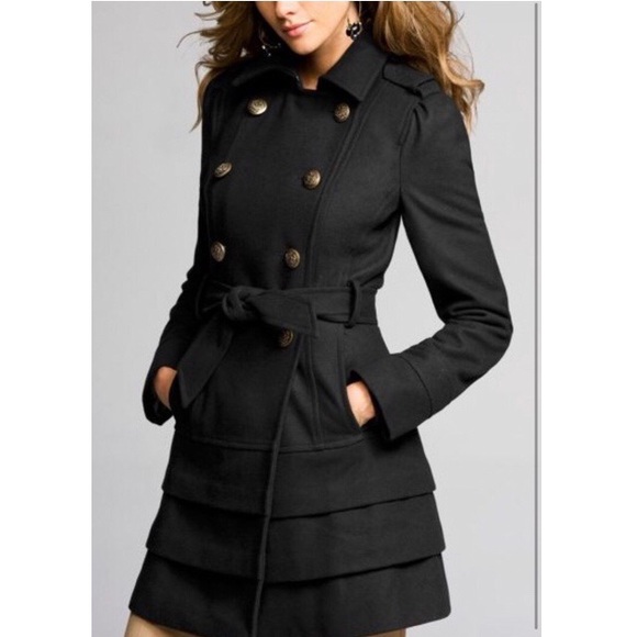 ruffle pea coat
