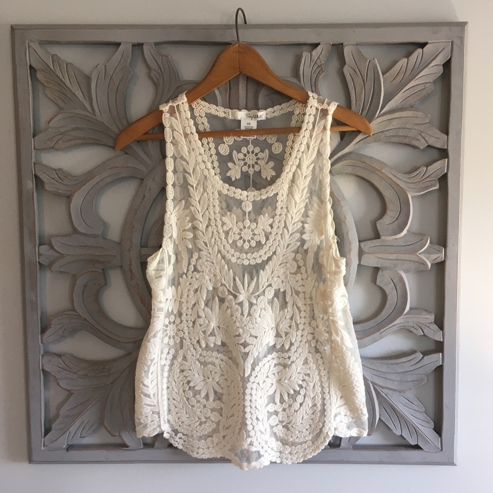 💕B2G1💕 Say What? Tank overlay lace top