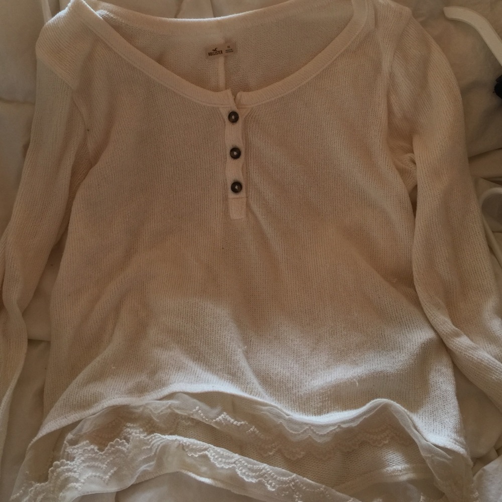 Long Sleeve Knit Lace Hem