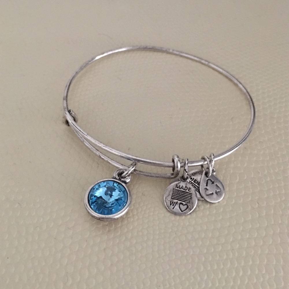 Alex & Ani aquamarine (March) birthstone bracelet