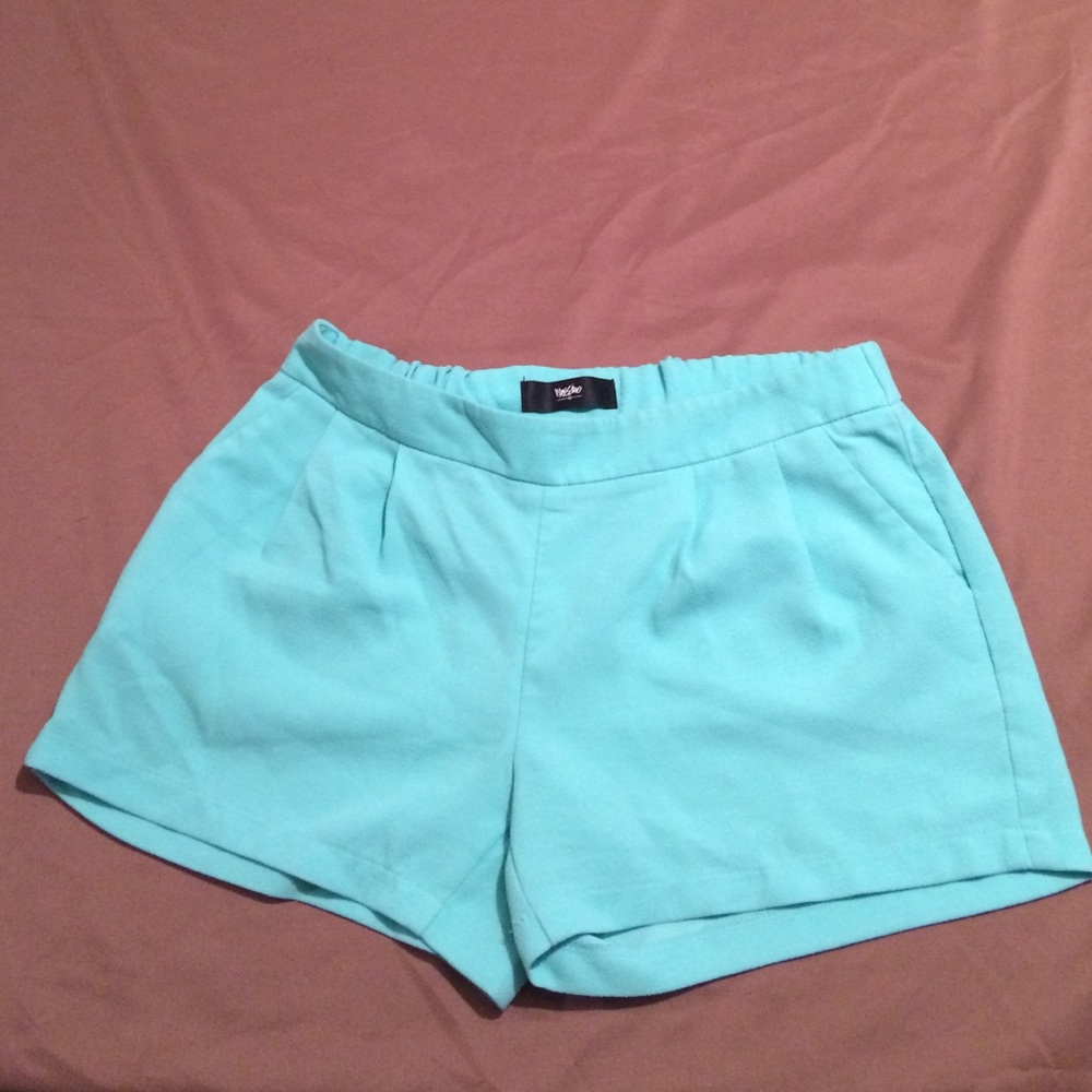 Mint Green Polyester Shorts