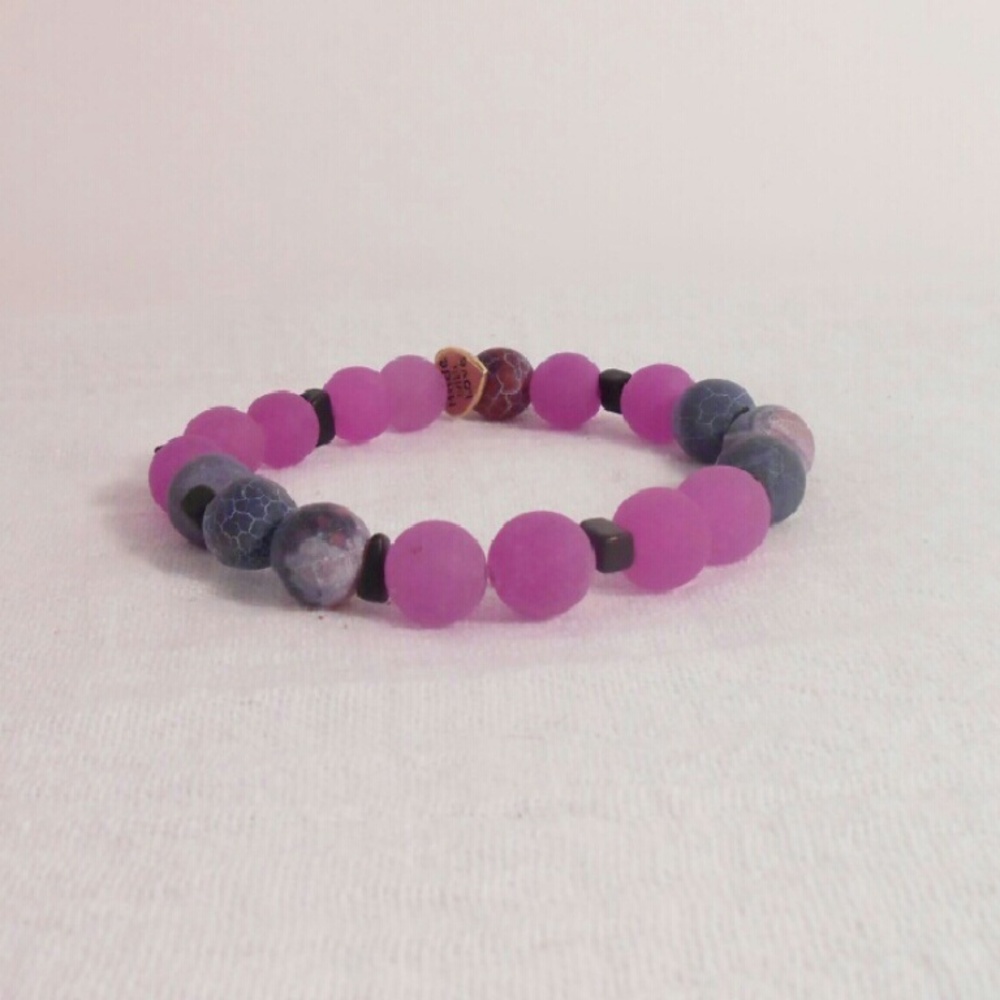 Purple beads stretch bracelet