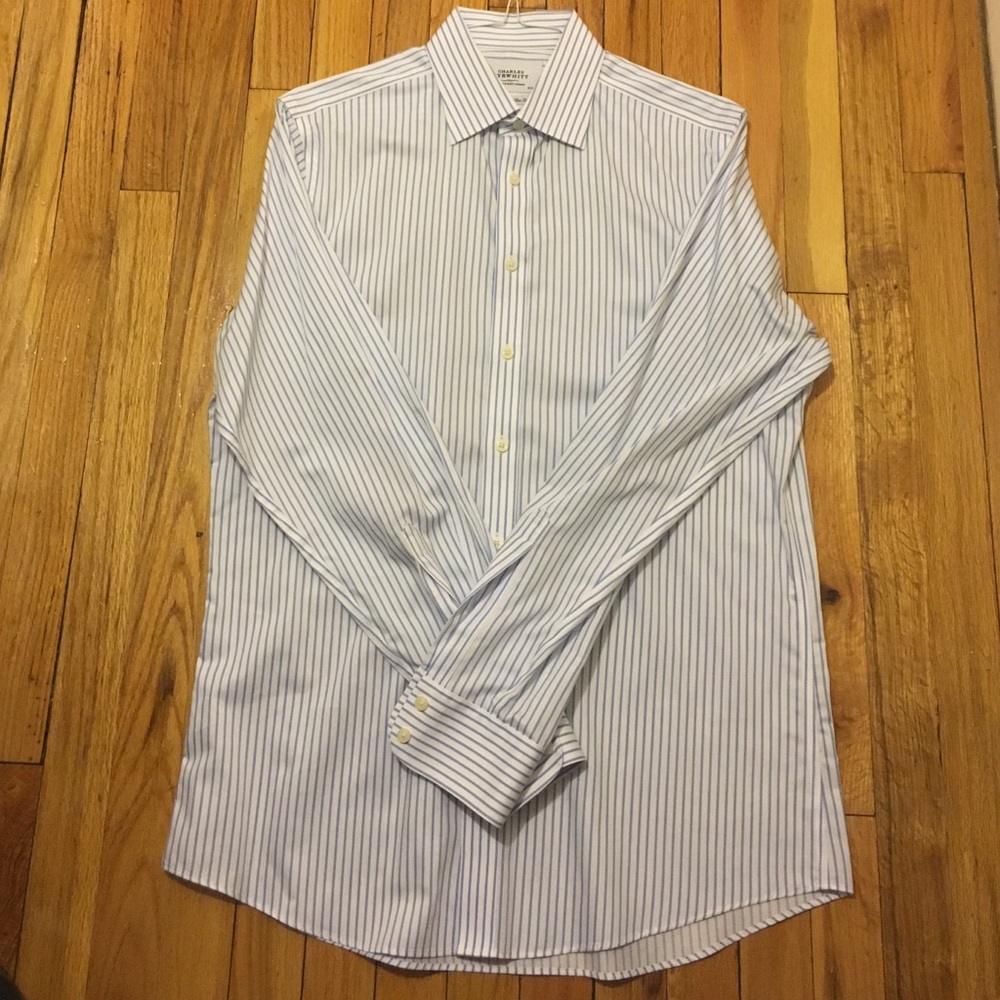 Charles Tyrwhitt Blue and White Stripe Dress Shirt