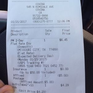 Proof of ship.for Texas purchase of Kendra Scott