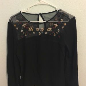 EMBROIDERED MESH BLOUSE