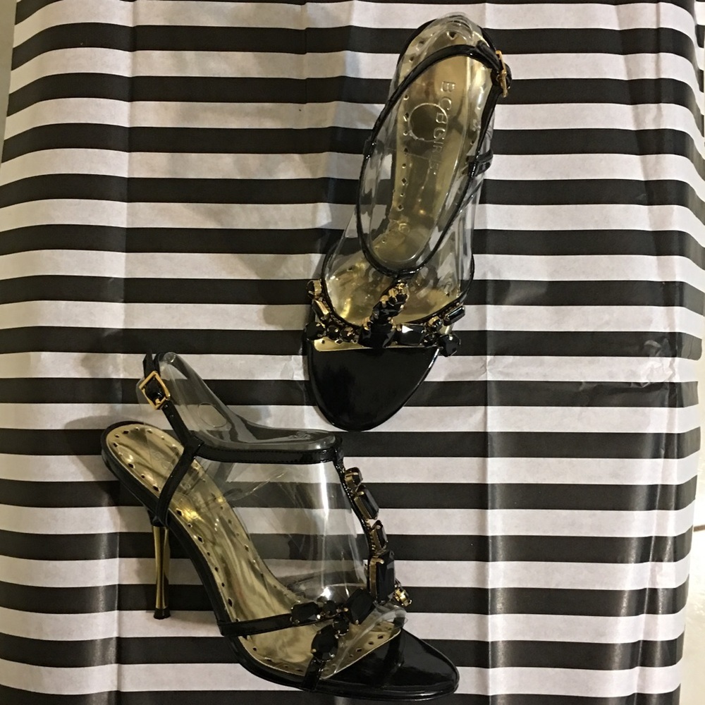 Black & gold party friendly heeled sandal