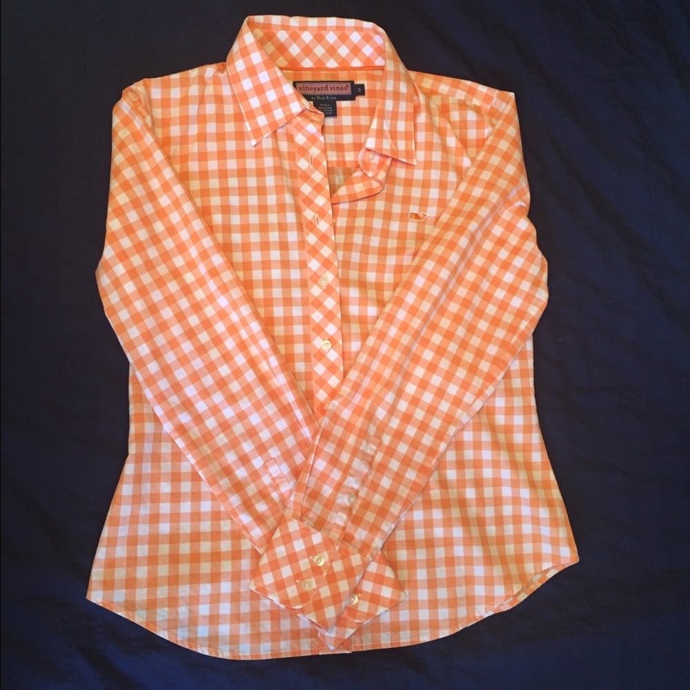 Orange check Vineyard Vines button up