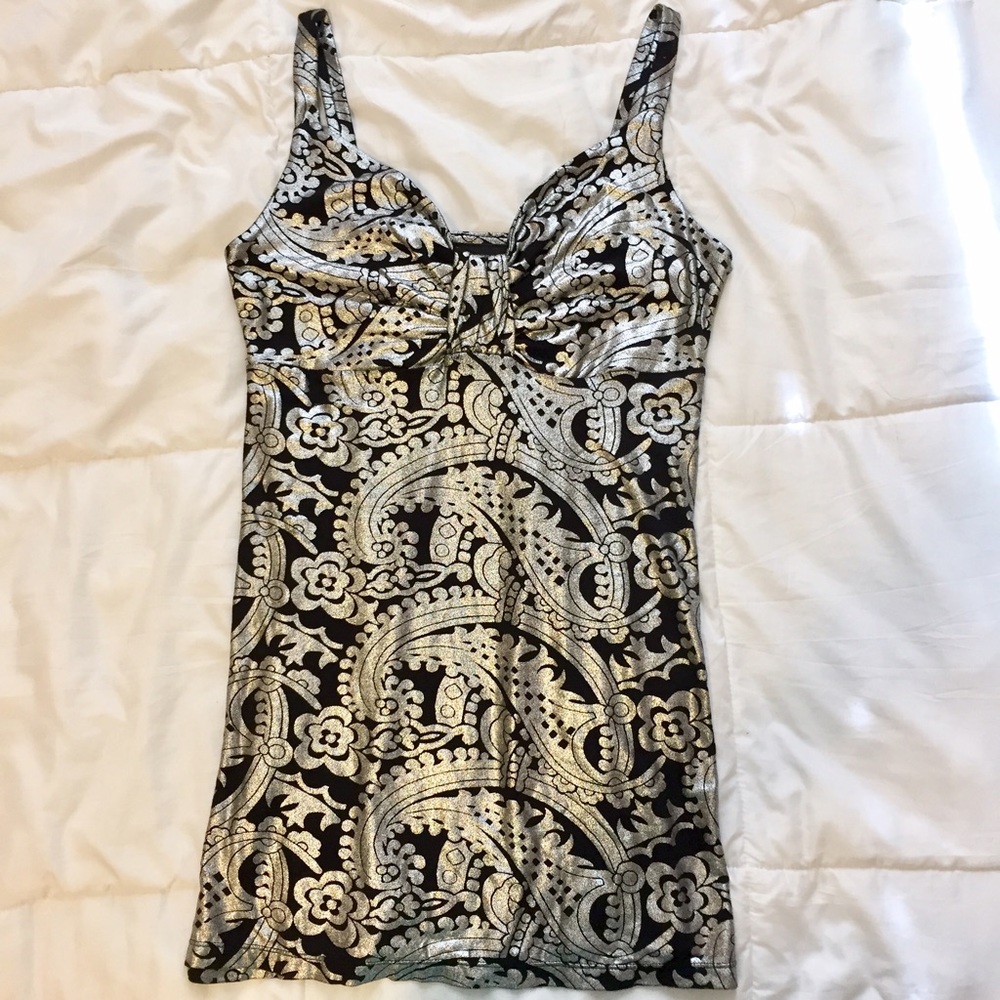 gorgeous black and silver top