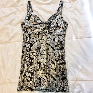 gorgeous black and silver top