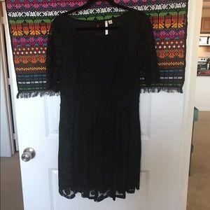 Three Quarter Sleeve Black Dress