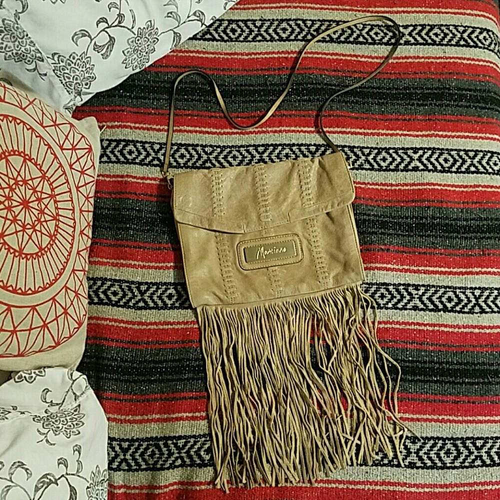 Marciano by Guess Tan Leather Fringe Cross Body