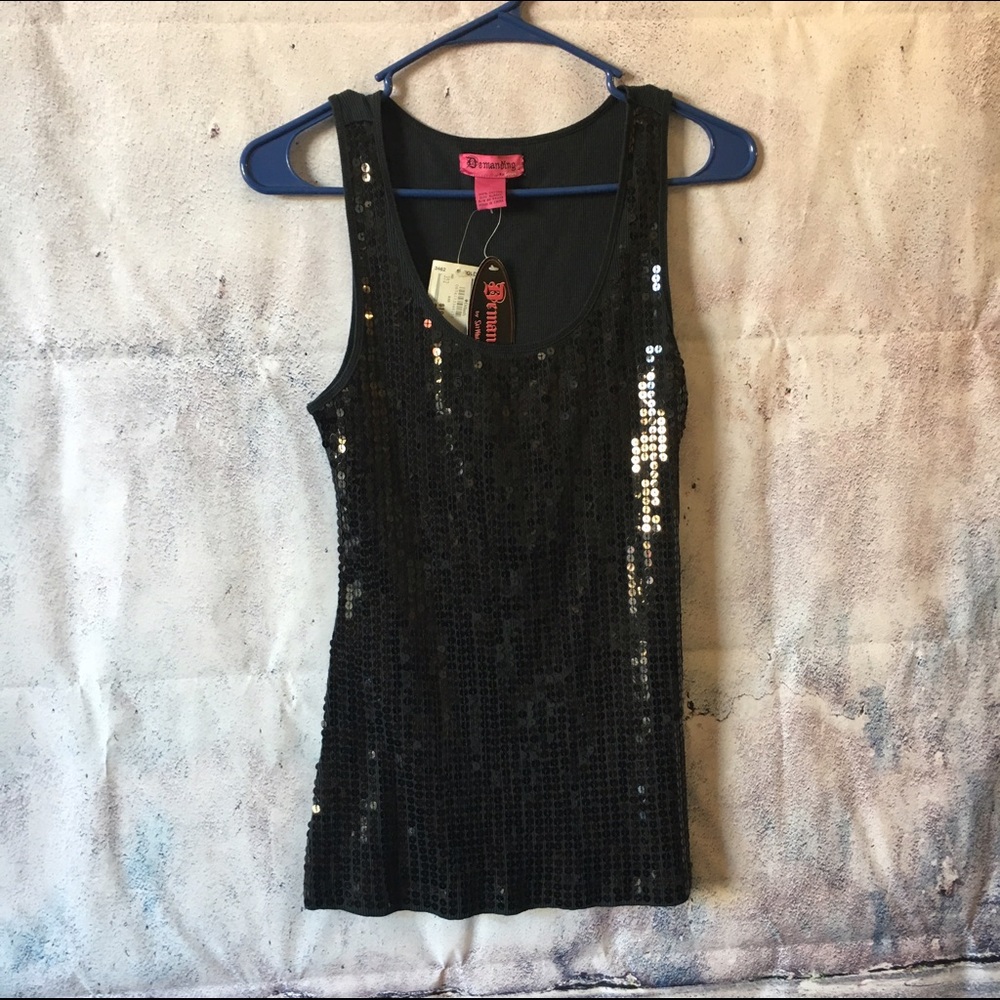 Robbed and sequined tank top