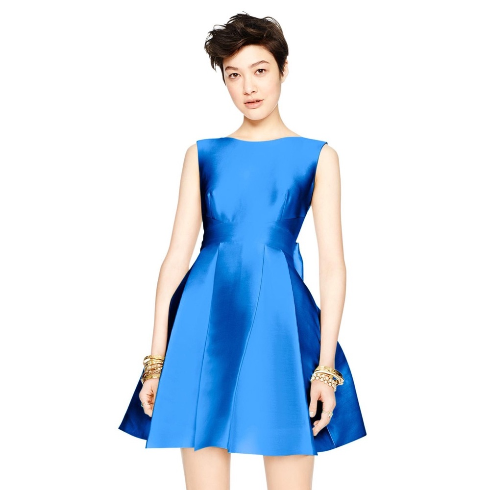 Kate Spade Blue Silk Bow Back Mini Dress