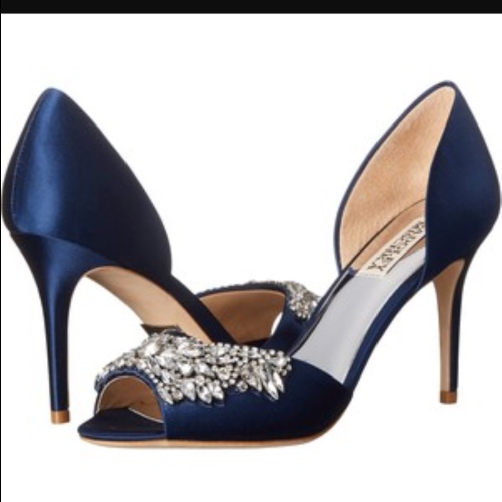 Badgely Mischka navy satin candance shoe