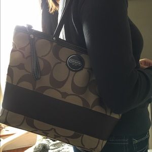 COACH Signature Striped Tote