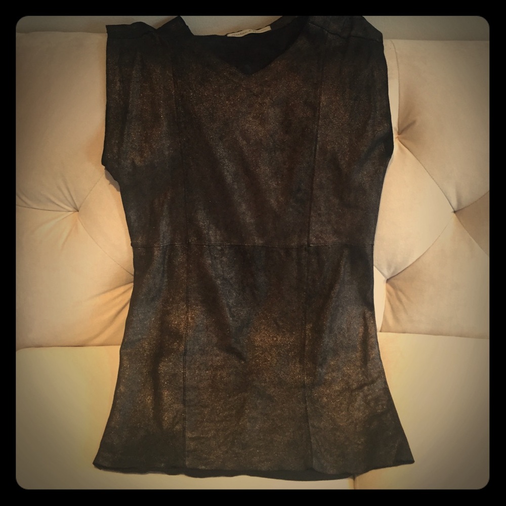 Short tight fitting leather dress