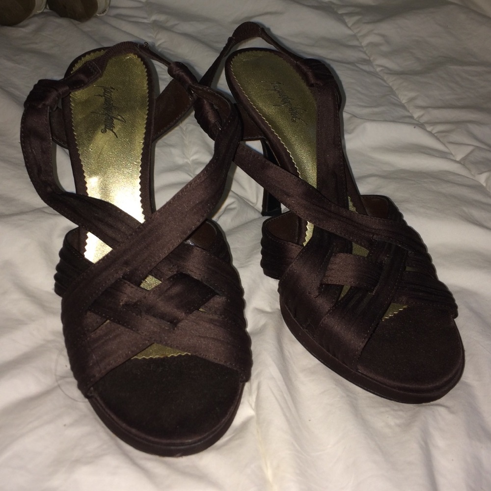 Brown strappy heels